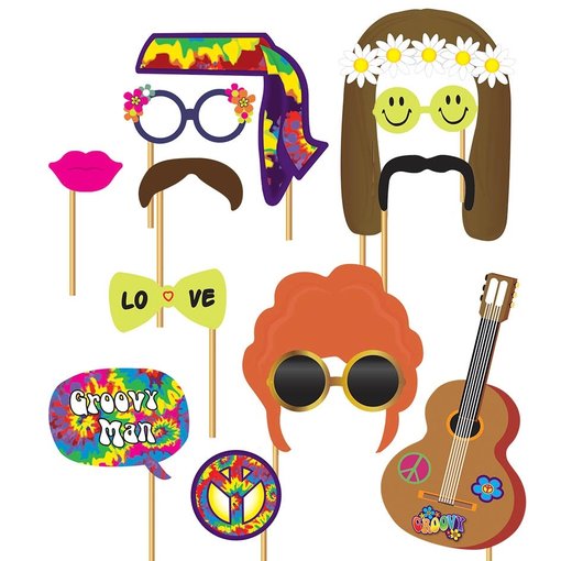 Photo booth set Hippie 12 stuks