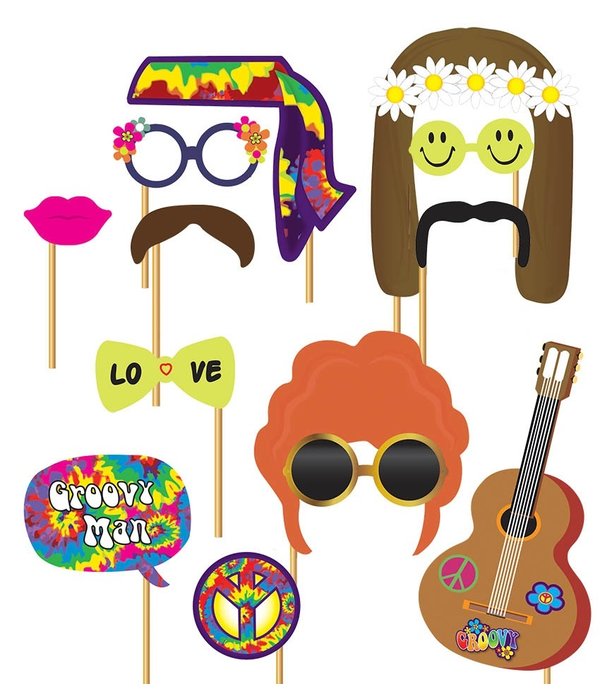 Photo booth set Hippie 12 stuks