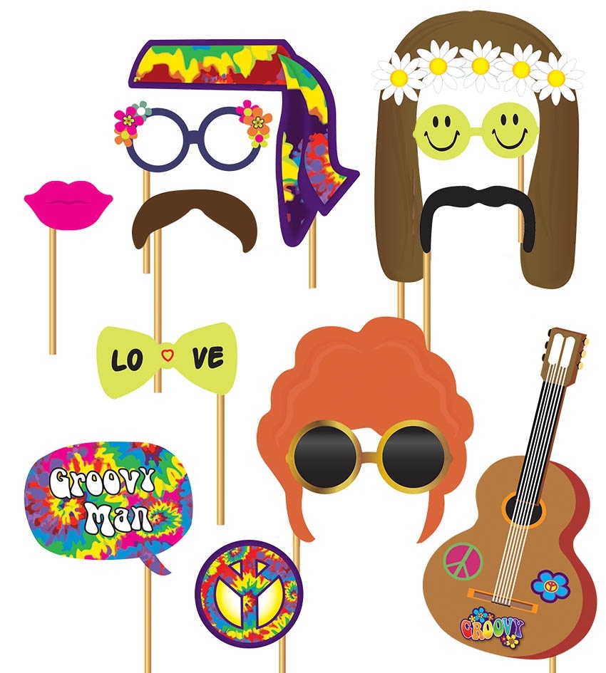 Photo booth set Hippie 12 stuks