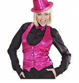 Dames paillettenvest roze