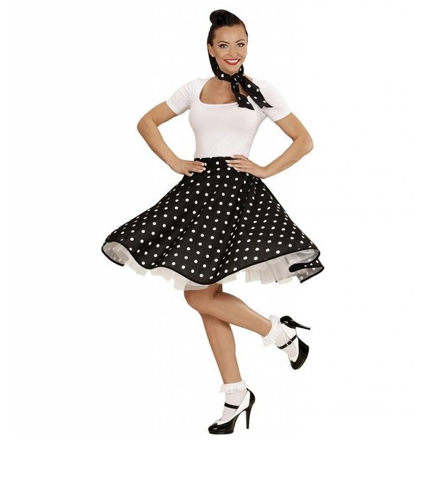 Rock and Roll rokje met sjaaltje zwart