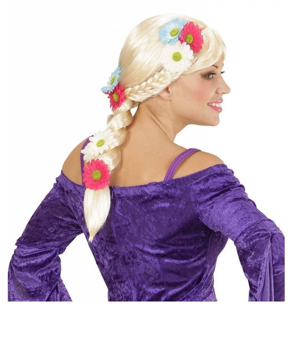 Rapunzel pruik met bloemen