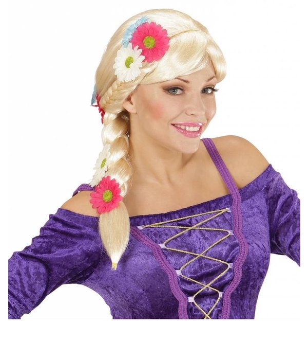 Rapunzel pruik met bloemen
