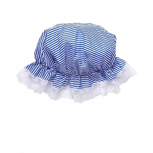 Slaapmuts kort blauw/wit gestreept