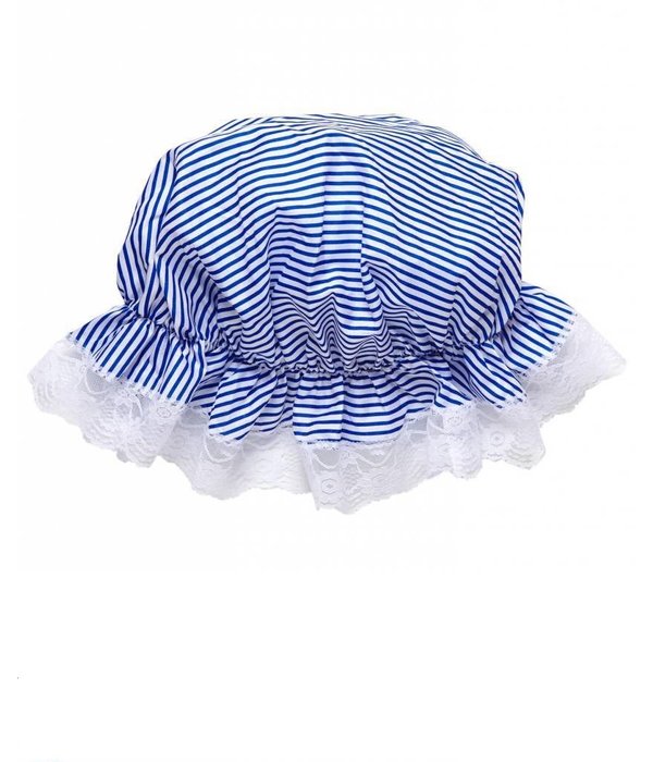 Slaapmuts kort blauw/wit gestreept