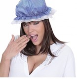 Slaapmuts kort blauw/wit gestreept