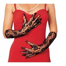 Kanten handschoen zwart lang