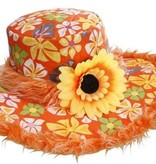Hoed Ibiza met zonnebloem oranje