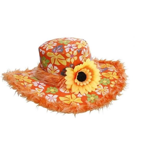 Hoed Ibiza met zonnebloem oranje