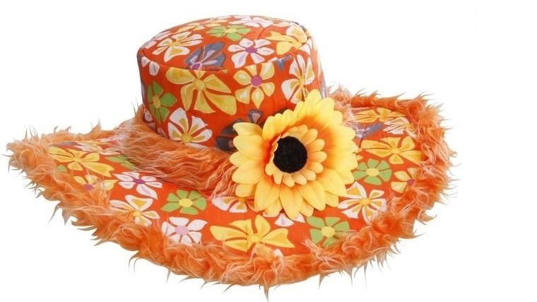 Hoed Ibiza met zonnebloem oranje