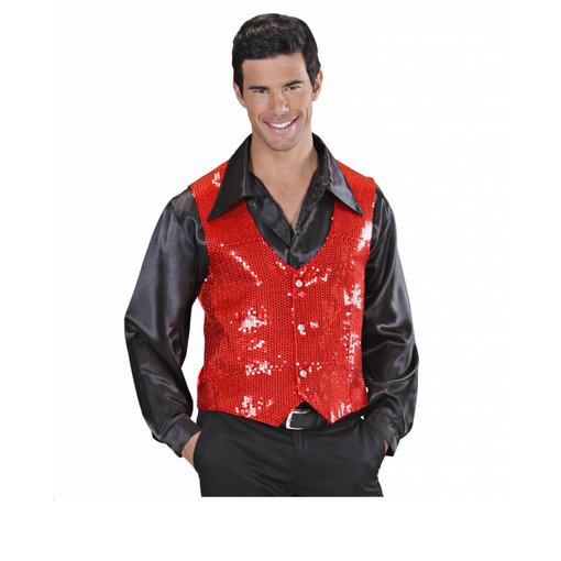 Rode Gilet glitter man