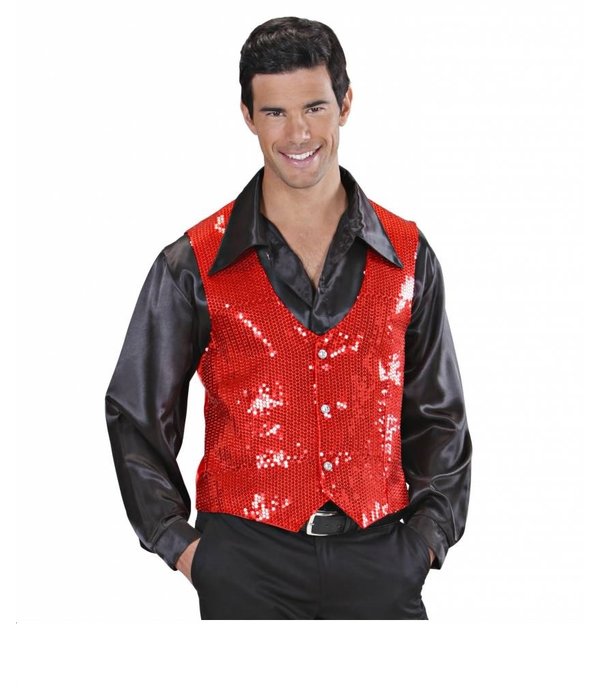 Rode Gilet glitter man