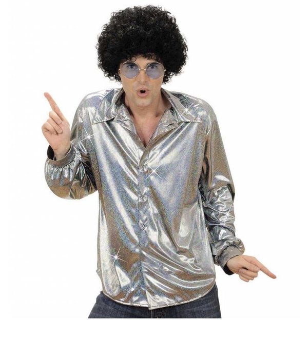 Holografische blouse zilver