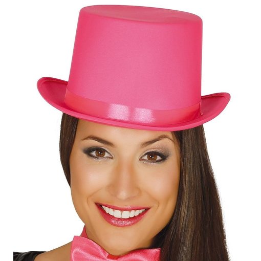Hoge hoed satijn roze