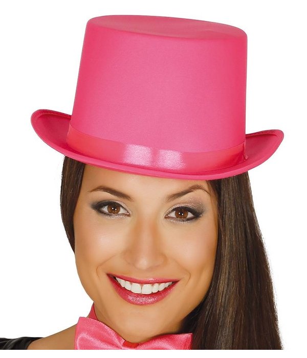 Hoge hoed satijn roze