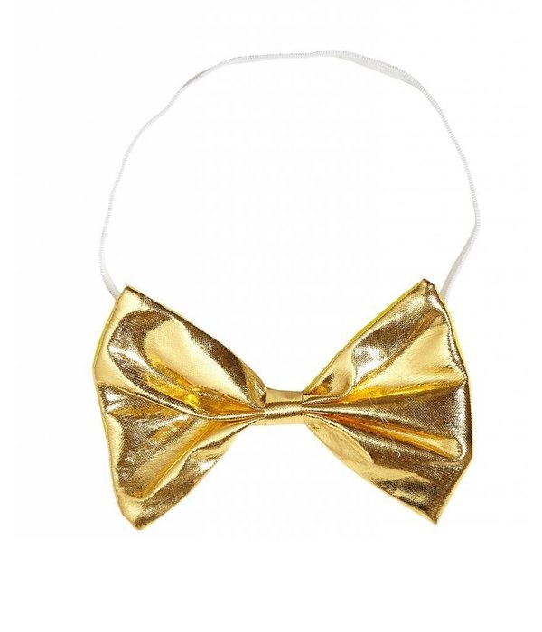 Metallic gouden strikje met wit koordje