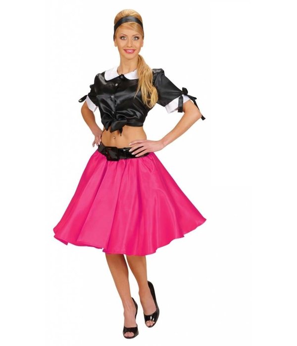 Satijnen rokje met petticoat roze