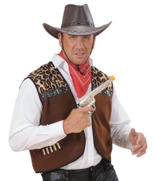 Cowboyhoed lederlook met decoratie bruin