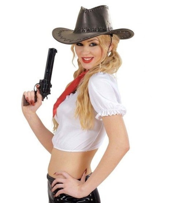 Cowboyhoed lederlook met decoratie bruin