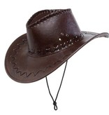 Cowboyhoed lederlook met decoratie bruin