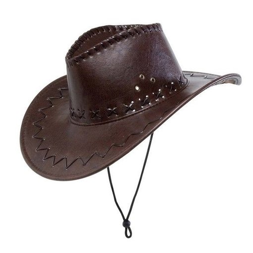 Cowboyhoed lederlook met decoratie bruin