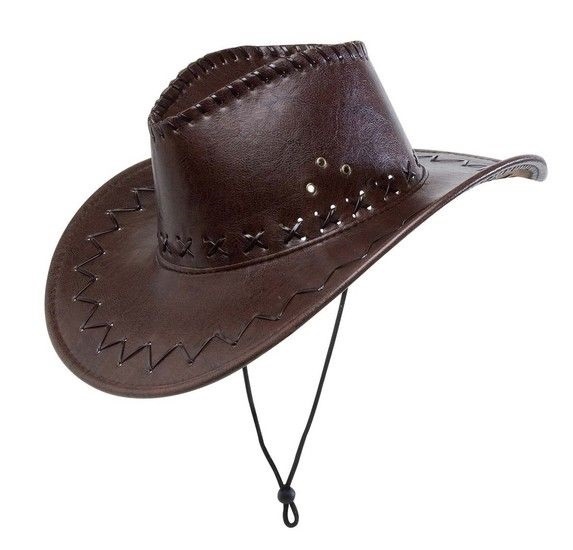 Cowboyhoed lederlook met decoratie bruin