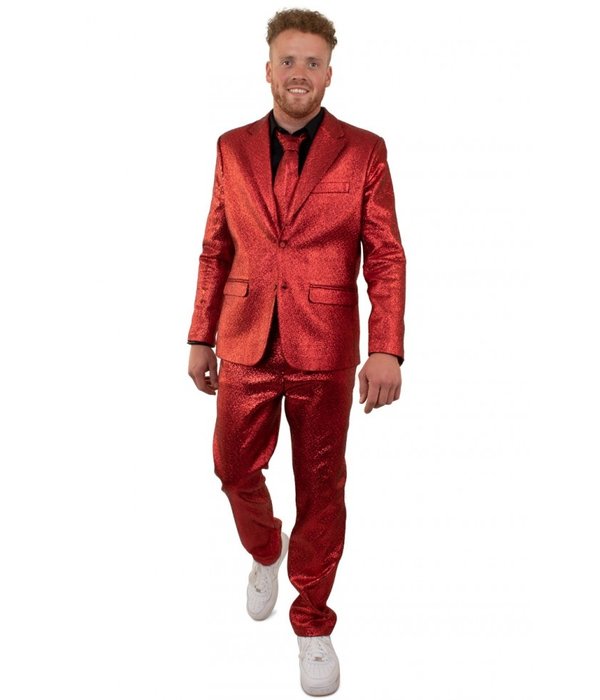 Rode kostuum metallic 3-delig