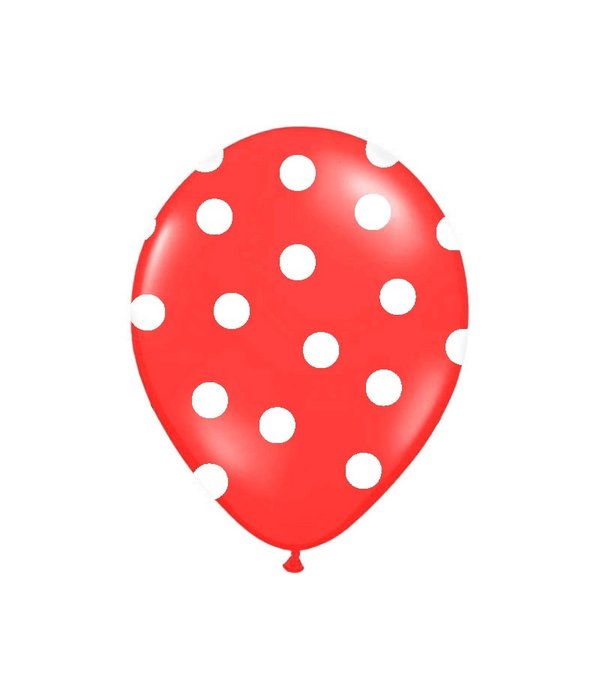 Ballonnen Pastel Rood Met Witte Stippen - 6 Stuks