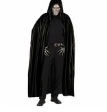 Lange zwarte cape met kap 142cm