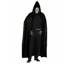Lange zwarte cape met kap 142cm