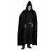 Lange zwarte cape met kap 142cm