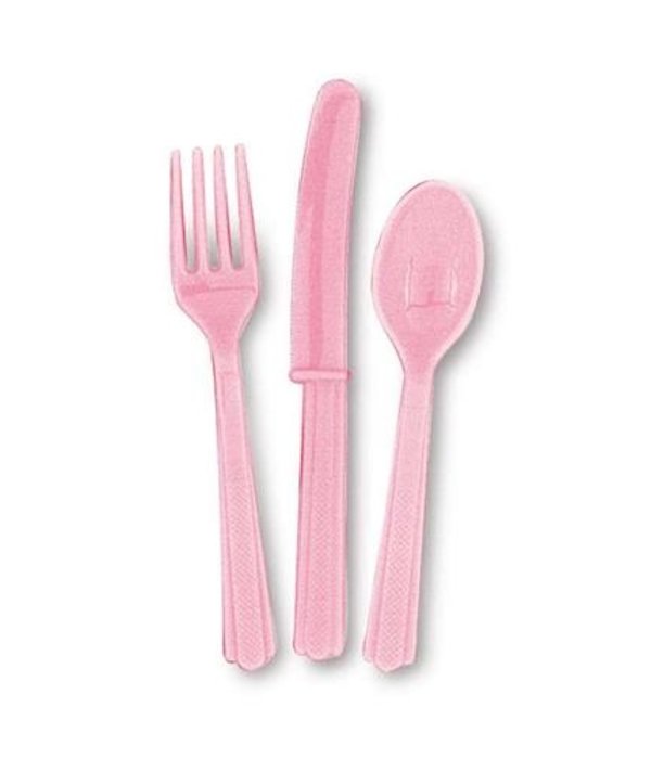 Lichtroze bestek 18 stuks assorti