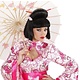 Pruik Geisha met Bloem en Chopsticks
