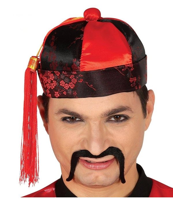 Chinese Hoed Rood/Zwart