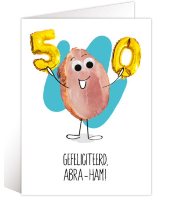 Verjaardagskaart 50 Jaar 'Abra-Ham'