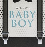 Geboorte kaart 'Welcome Baby Boy' Bretels