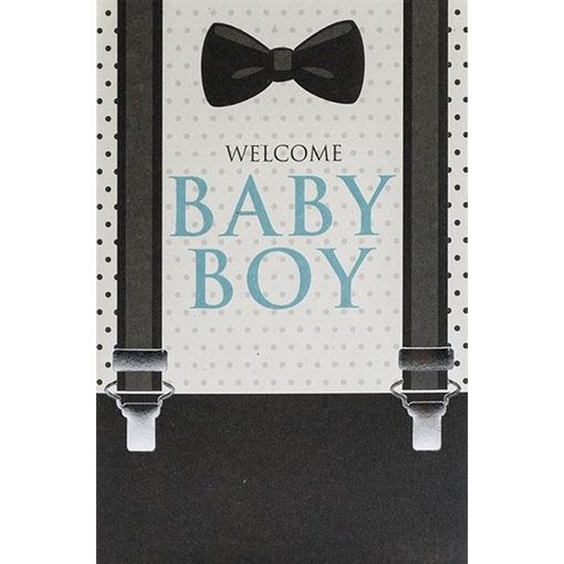Geboorte kaart 'Welcome Baby Boy' Bretels