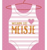 Wenskaart Geboorte Rompertje 'Welkom Lief Klein Meisje'