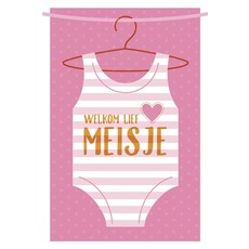 Wenskaart Geboorte Rompertje 'Welkom Lief Klein Meisje'