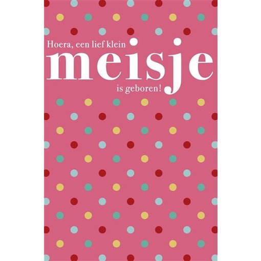 Wenskaart Geboorte Meisje Roze Met Stippen