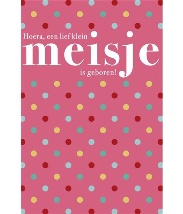 Wenskaart Geboorte Meisje Roze Met Stippen
