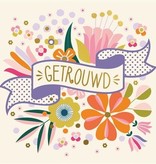 Huwelijkskaart Gekleurde Bloemen