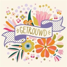 Huwelijkskaart Gekleurde Bloemen