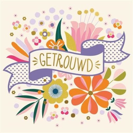 Huwelijkskaart Gekleurde Bloemen