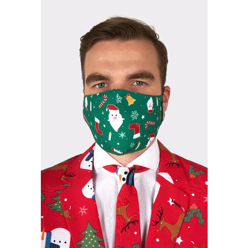 Opposuits mondkapje Kerst groen