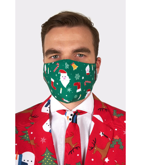 Opposuits mondkapje Kerst groen