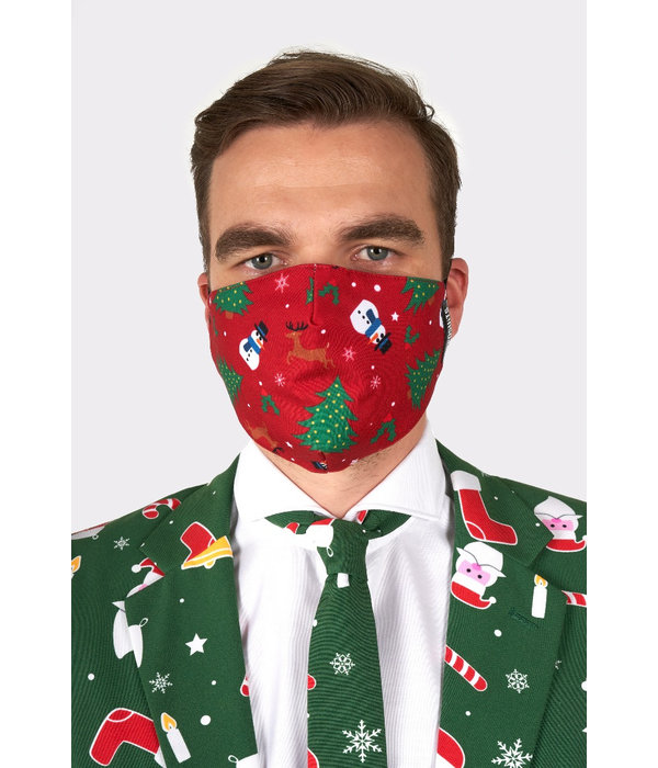 Opposuits mondkapje Kerst rood