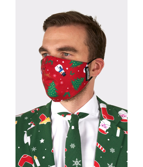 Opposuits mondkapje Kerst rood