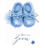 Wenskaart Geboorte Zoon Babyschoentjes Blauw