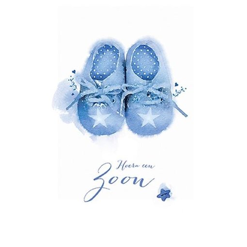 Wenskaart Geboorte Zoon Babyschoentjes Blauw